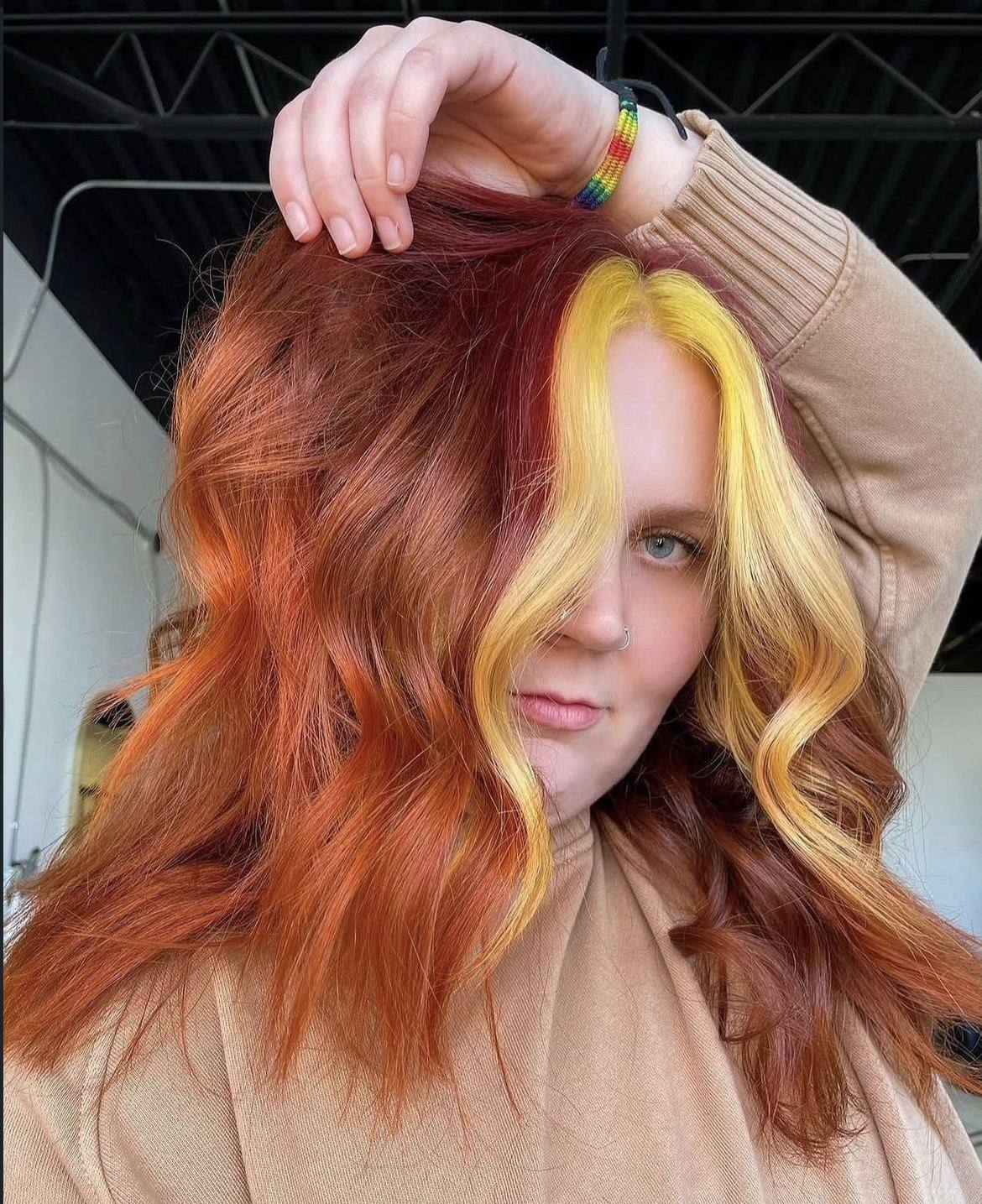 Copper and yellow fashion colour