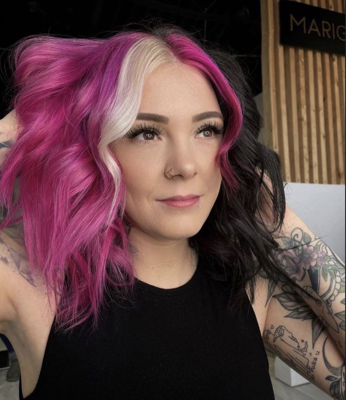 Pink, platinum and black fashion colour