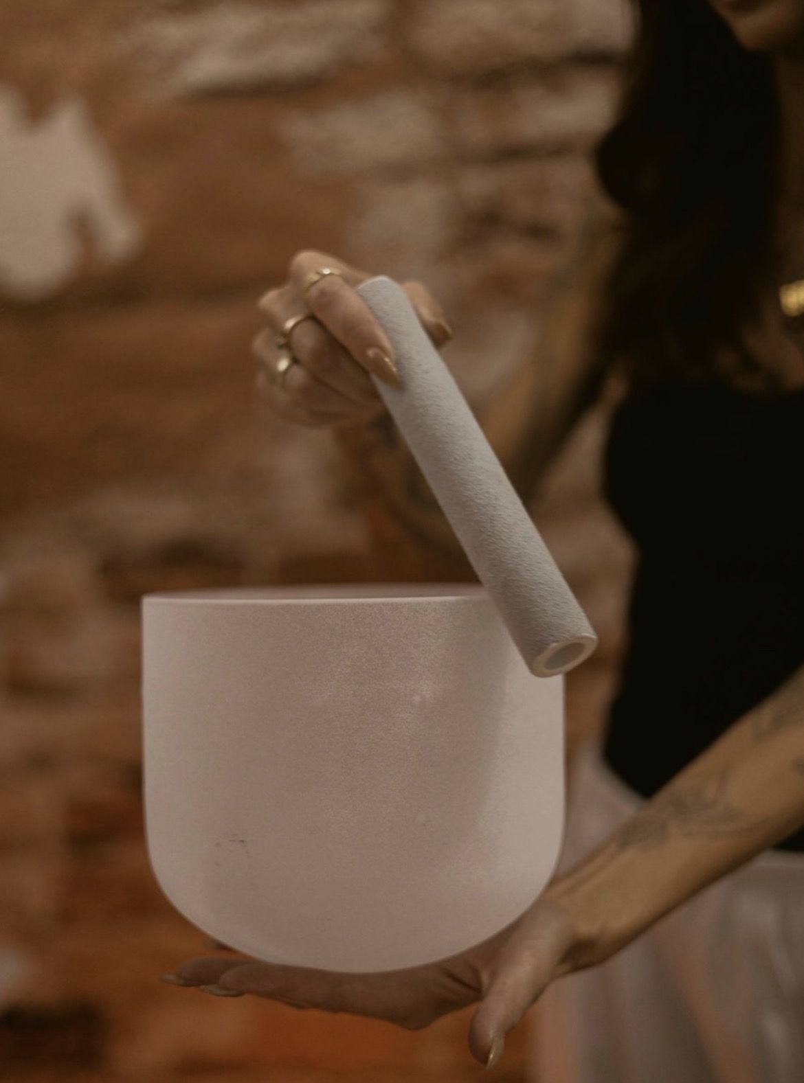 A singing bowl during a sound bath